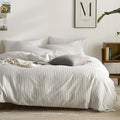 Striped Duvet Cover Set King Size - Breathable 100% Cotton