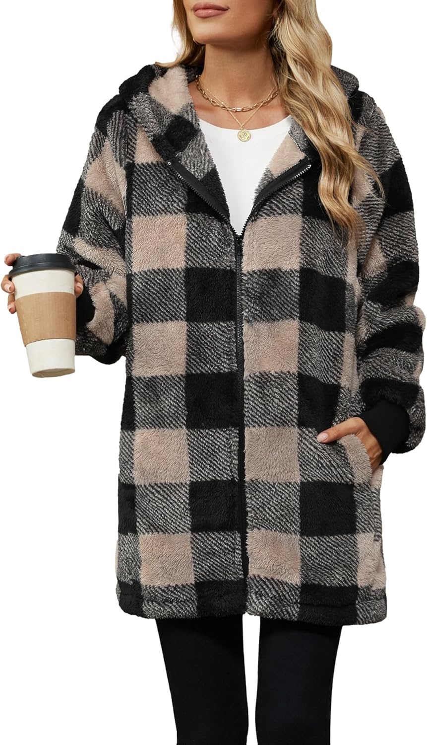 Yanekop Womens Oversized Sherpa Jacket for Cozy Winter Wear