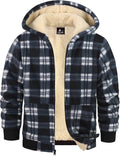 Boys Flannel Jacket Sherpa Lined Hoodie Zip Up - Warm Winter Coat GEEK