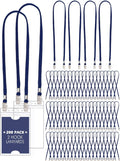 Patelai 200 Pack Double Clip Lanyards Navy Blue - Bulk ID & Mask