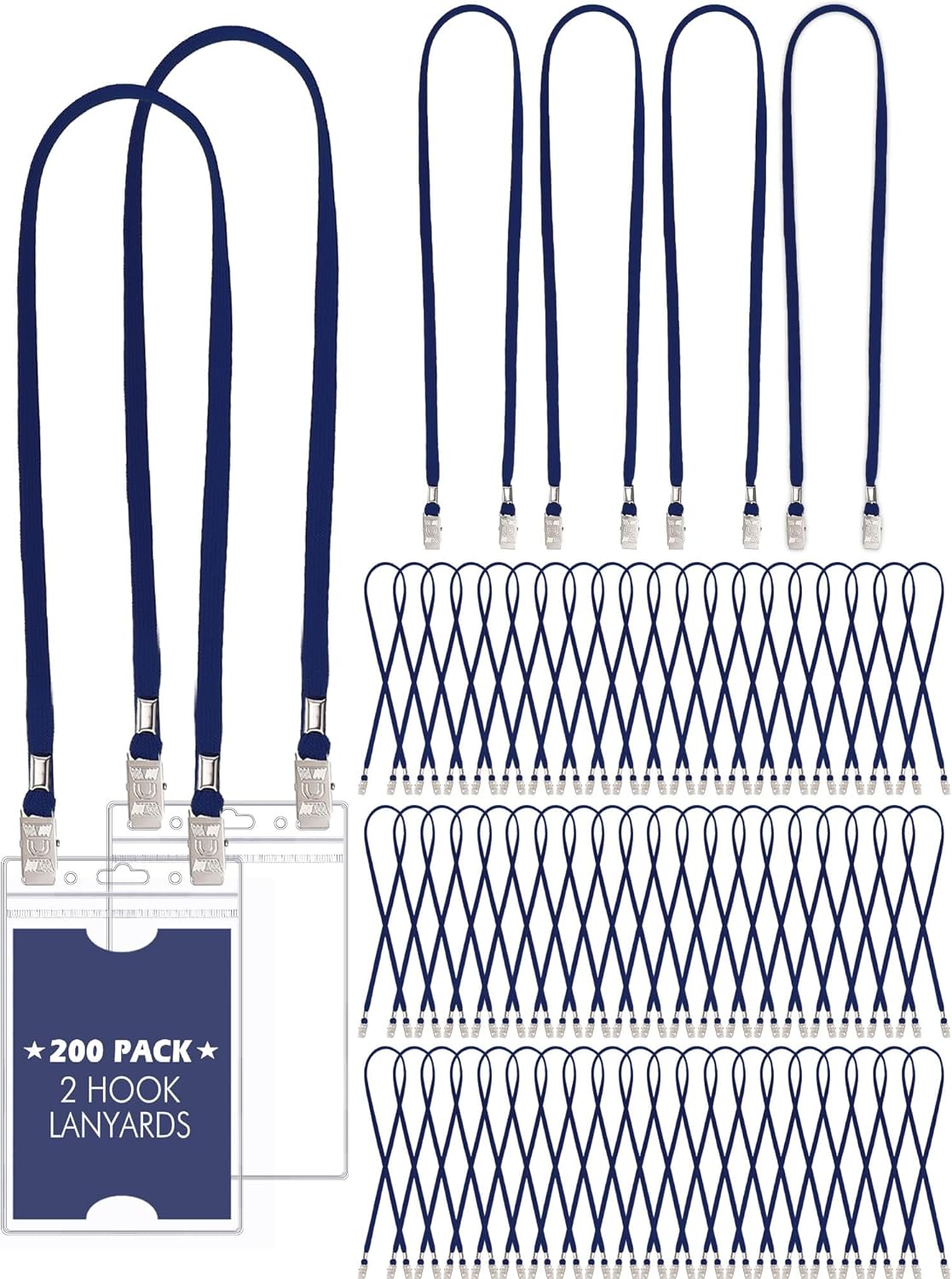 Patelai 200 Pack Double Clip Lanyards for ID Badges and Masks