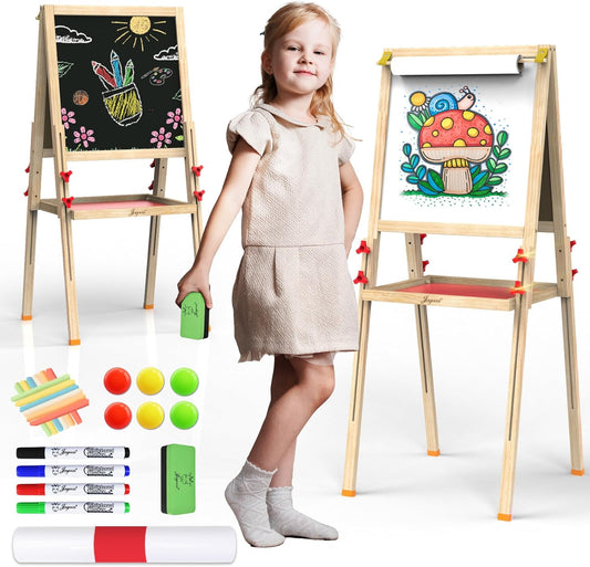 JOYOOSS Art Easel for Kids Ages 4-8 - Adjustable Dual-Sided Fun