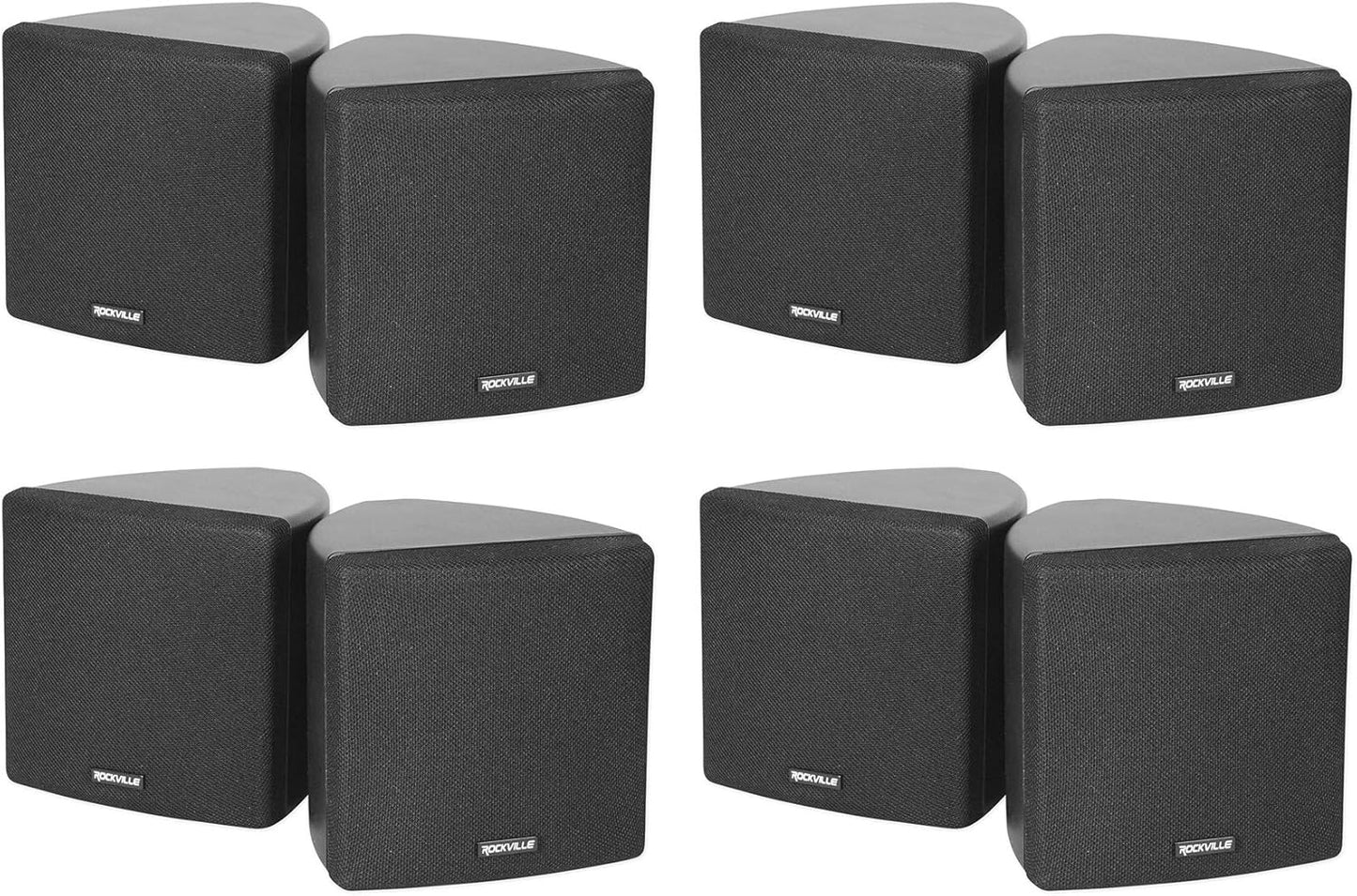 Rockville 8 Cube 70V Black 3.5in Commercial Wall Mount Speakers