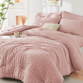 HYMOKEGE Rose Gold King Size Comforter Set for All Seasons
