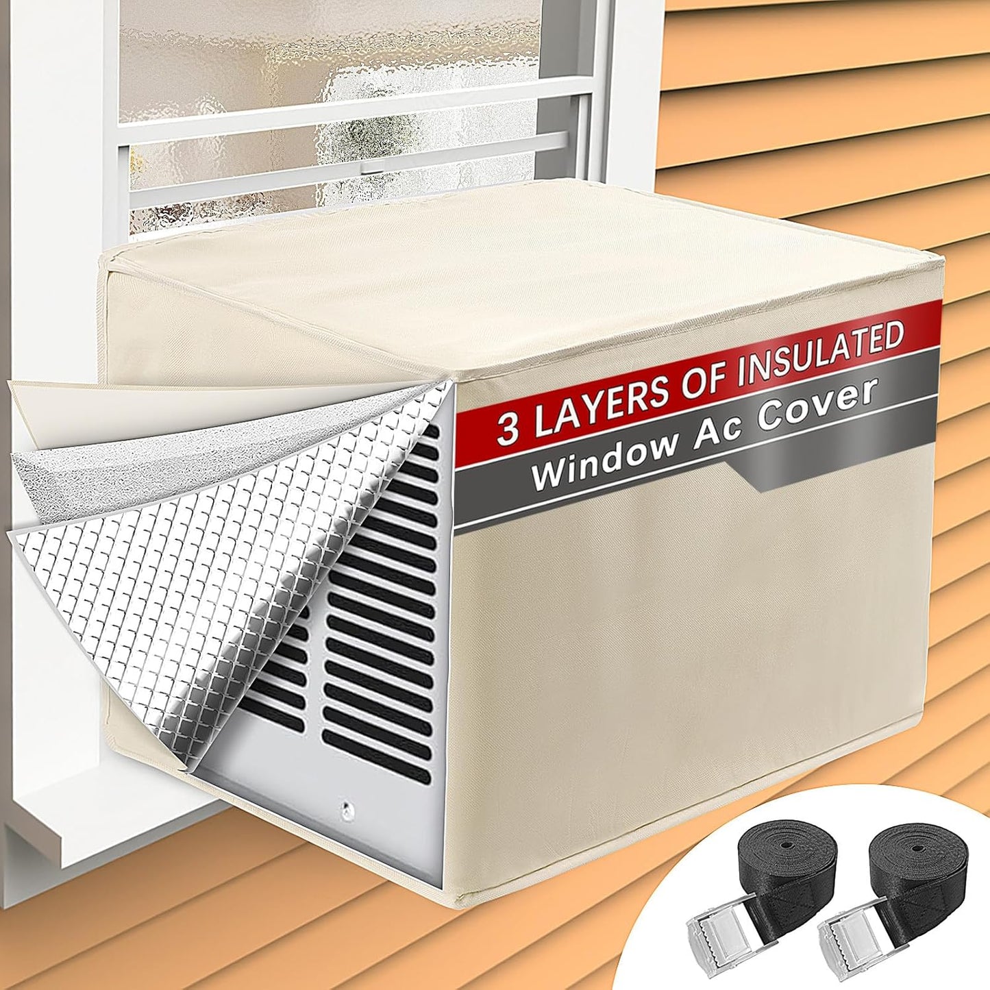 TOHONFOO Window AC Cover - 3-Layer Insulation for Winter Protection