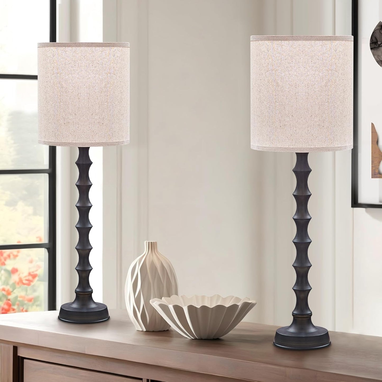 30.5 Rustic Buffet Table Lamps Set of 2 for Living Room Decor