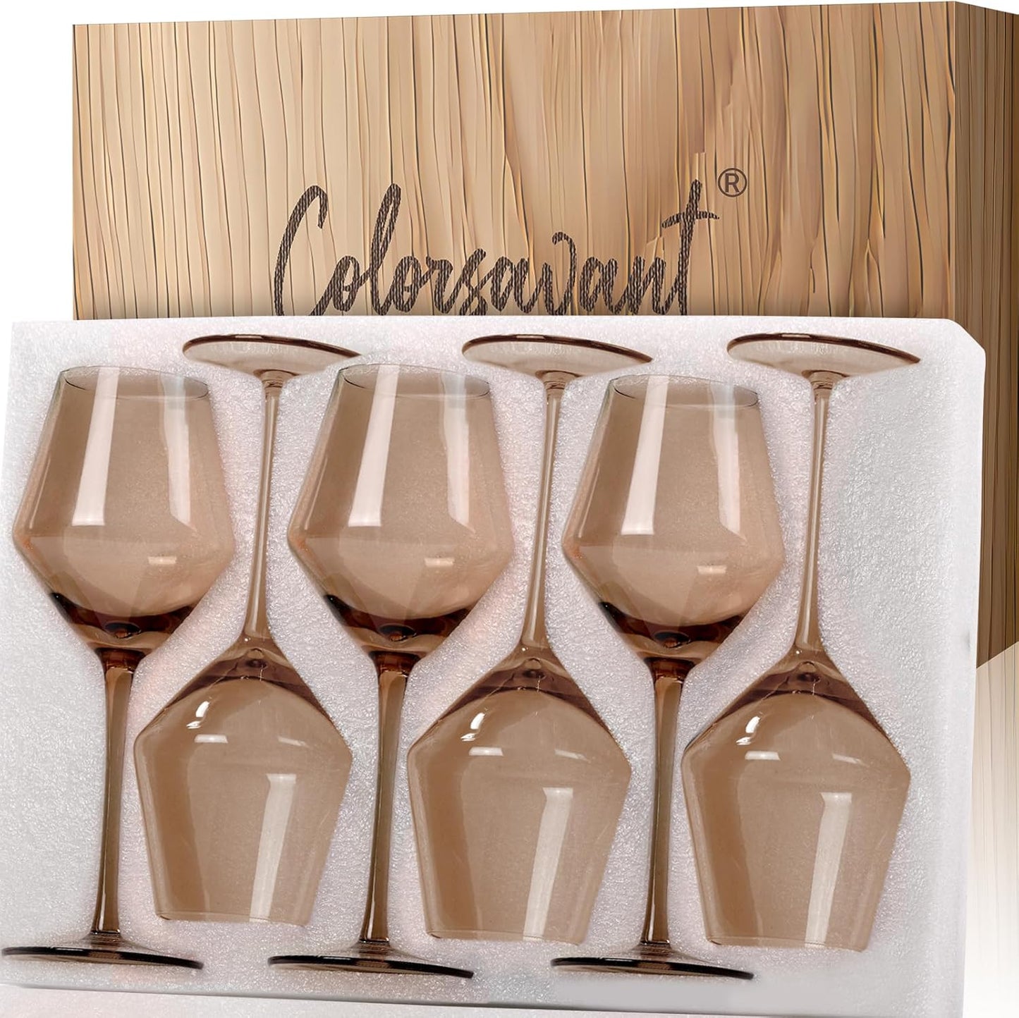 Smokey Sand Wine Glasses Set of 6 for Elegant Wine Enjoyment
