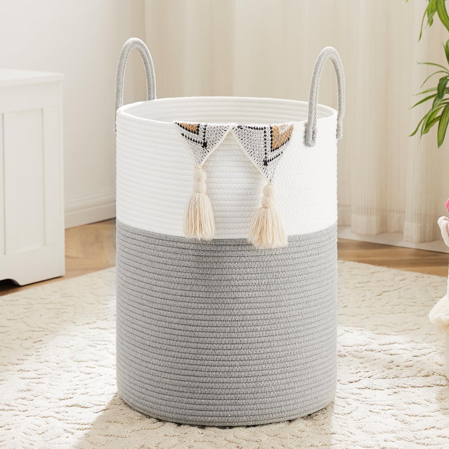 Woven Cotton Rope Laundry Hamper for Stylish Home Storage