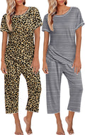 Womens 2-Pack Short Sleeve Pajama Sets - Floral Capri PJs