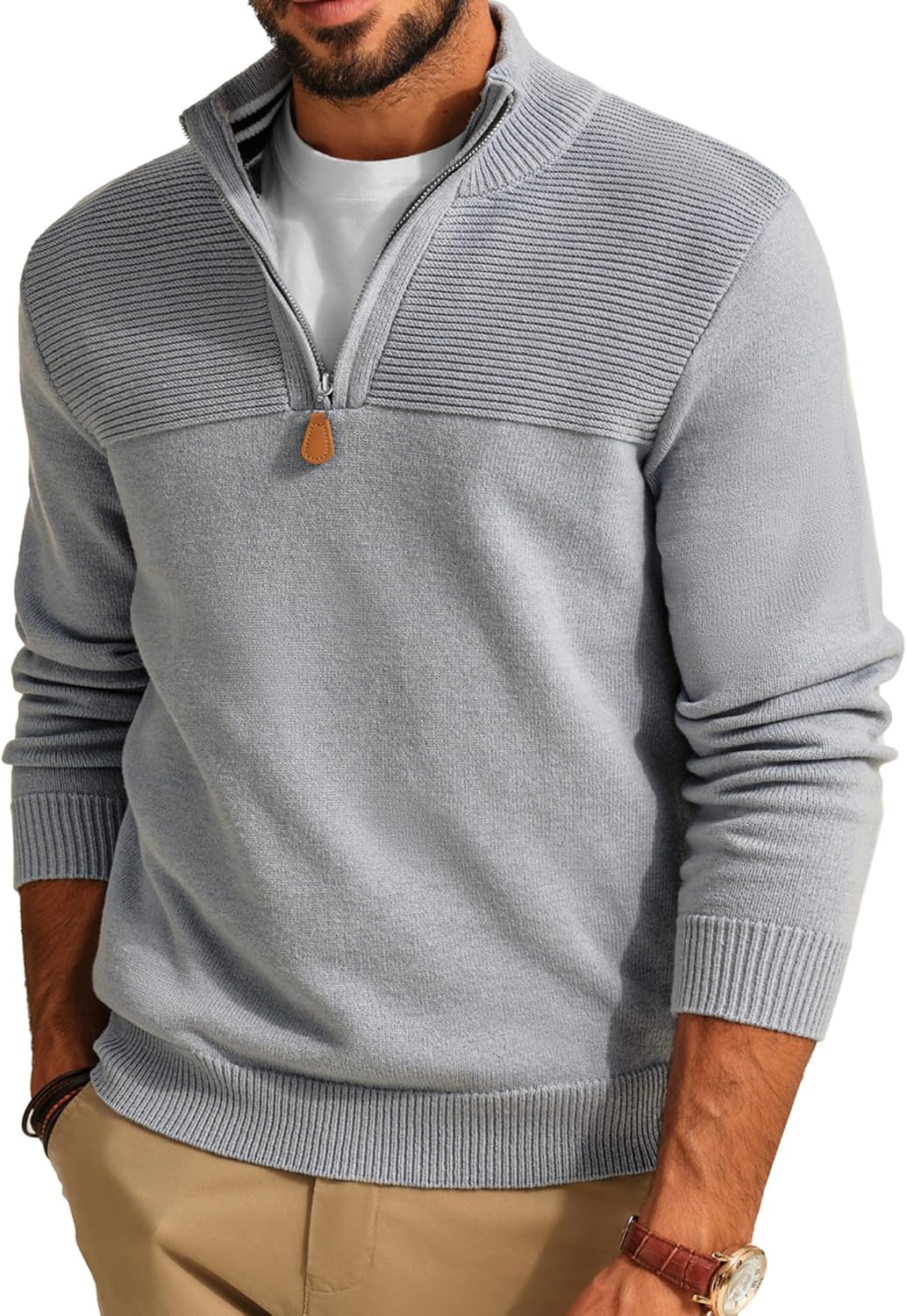 PJ PAUL JONES Men's Quarter Zip Sweater for Casual Style