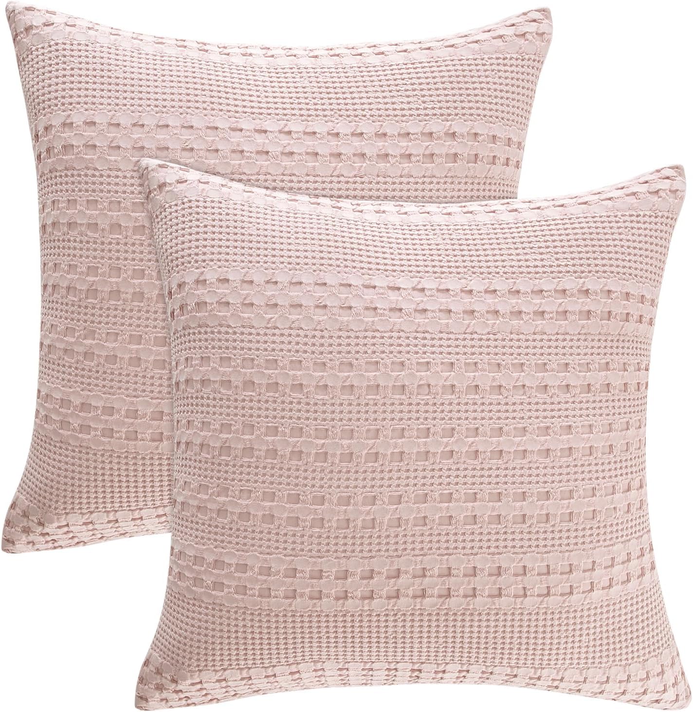 PHF 100% Cotton Waffle Weave Euro Sham Covers for Elegant Decor