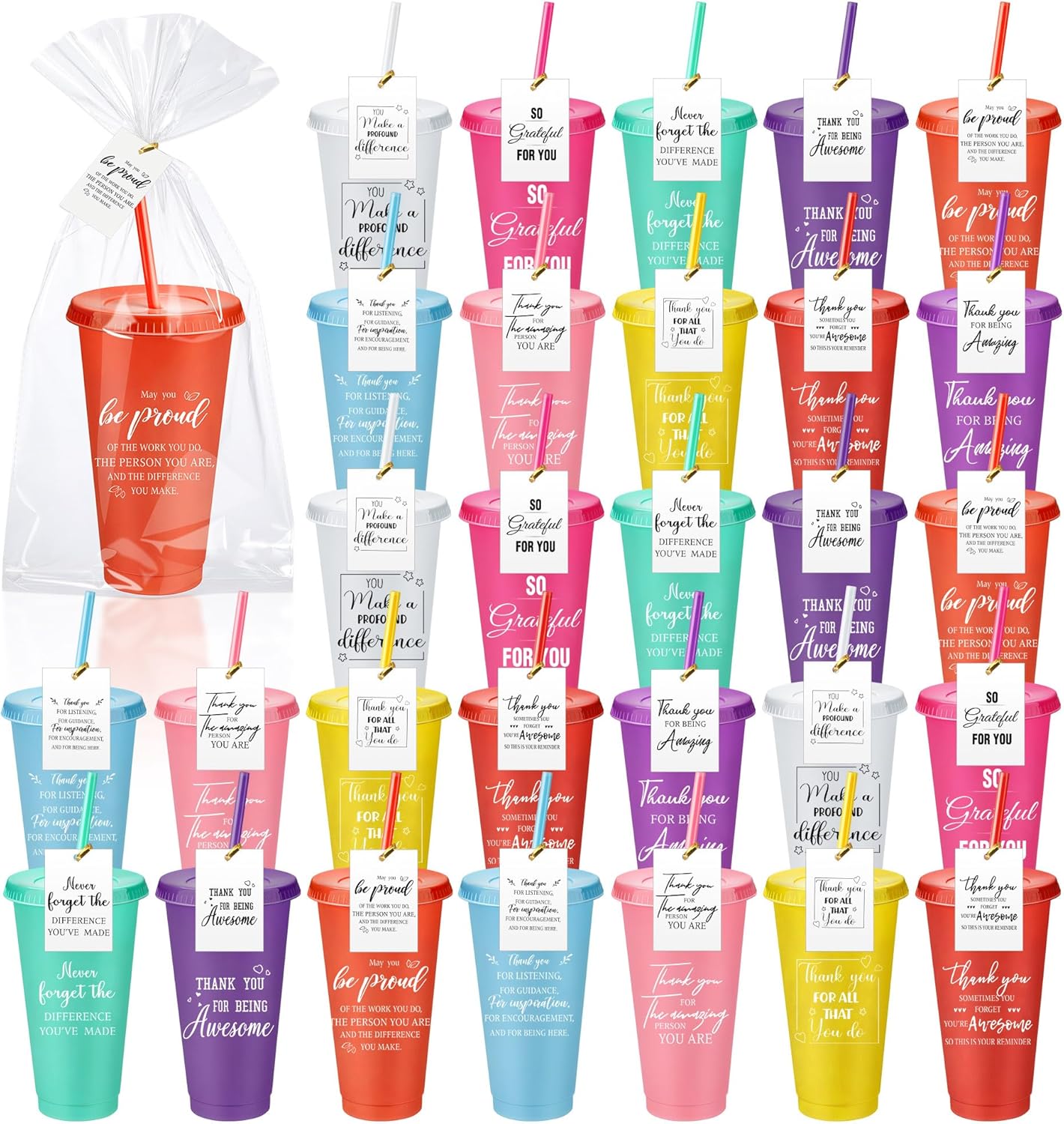 Thank You Cups with Lids and Straws - Perfect Appreciation Gifts