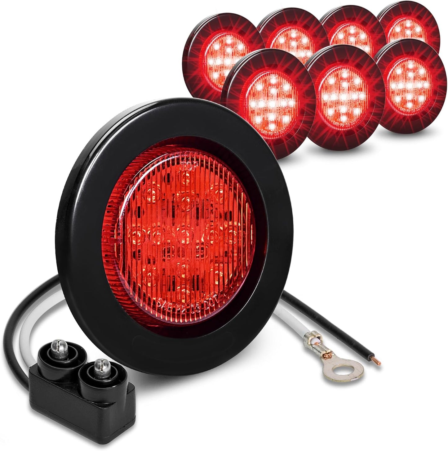 TRUE MODS 8pc 2.5in 12V Red Round LED Clearance Side Marker Lights