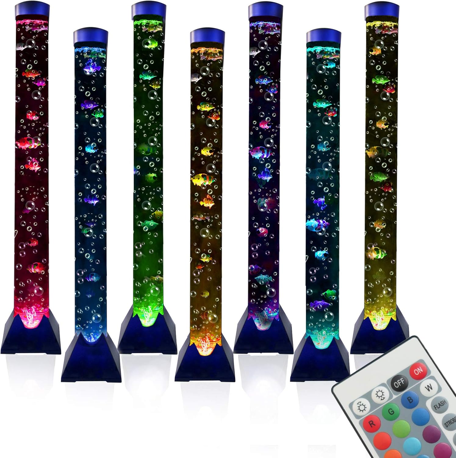 4FT LED Bubble Tube Floor Lamp with 10 Fish and Remote Control