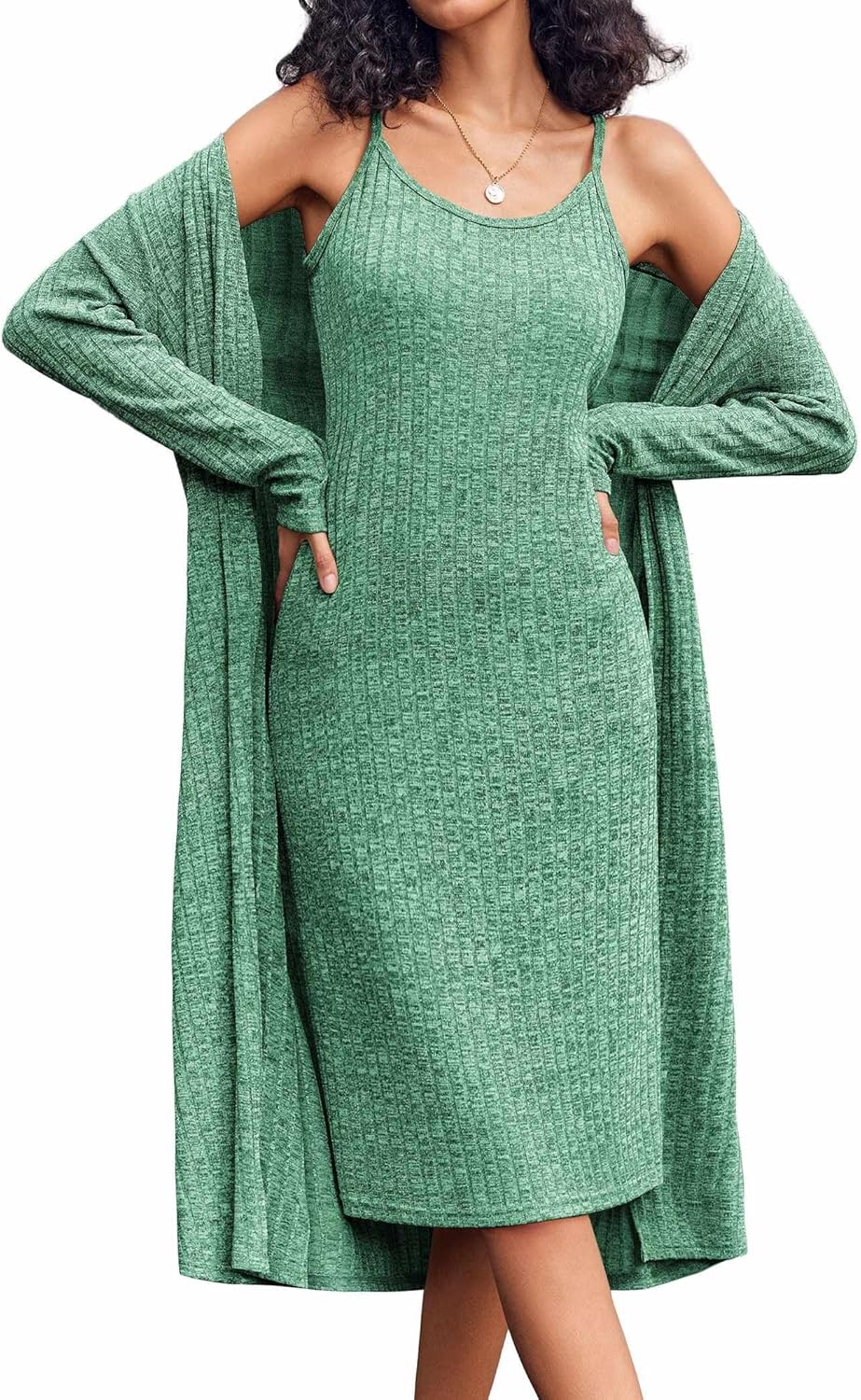 Ekouaer Womens Knit Robe Set for Cozy Nights and Lounging