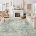 LIVEBOX Washable Area Rug 10x14 Sage Green - Soft Low-Pile Boho
