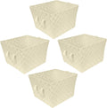 Large Woven Strap Tote - Decorative Storage Basket 4 Pack
