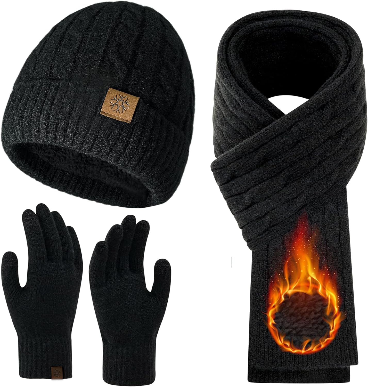 Warm Winter Hat Scarf Gloves Set