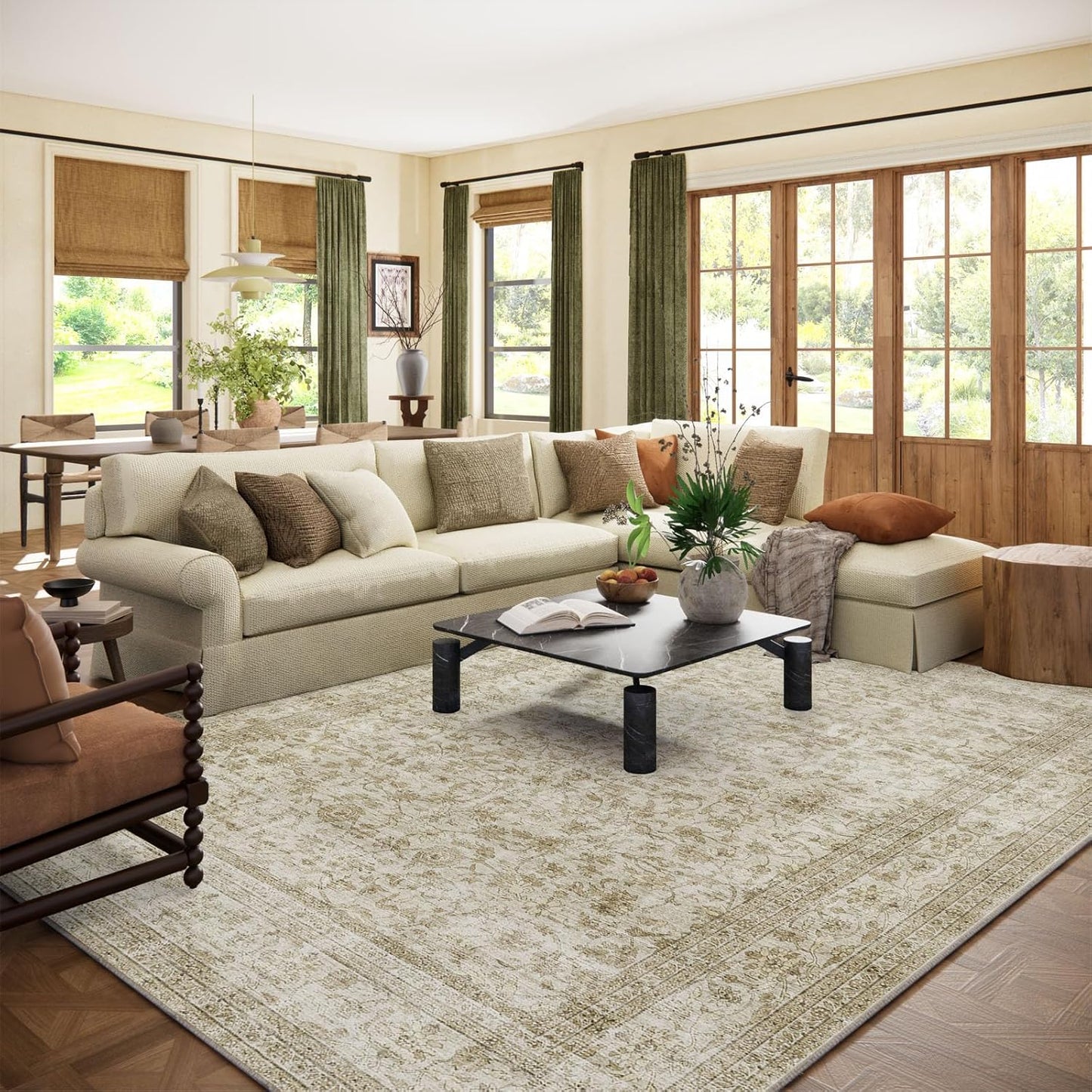 Machine Washable Rugs for Living Room: Soft Vintage Area Rug