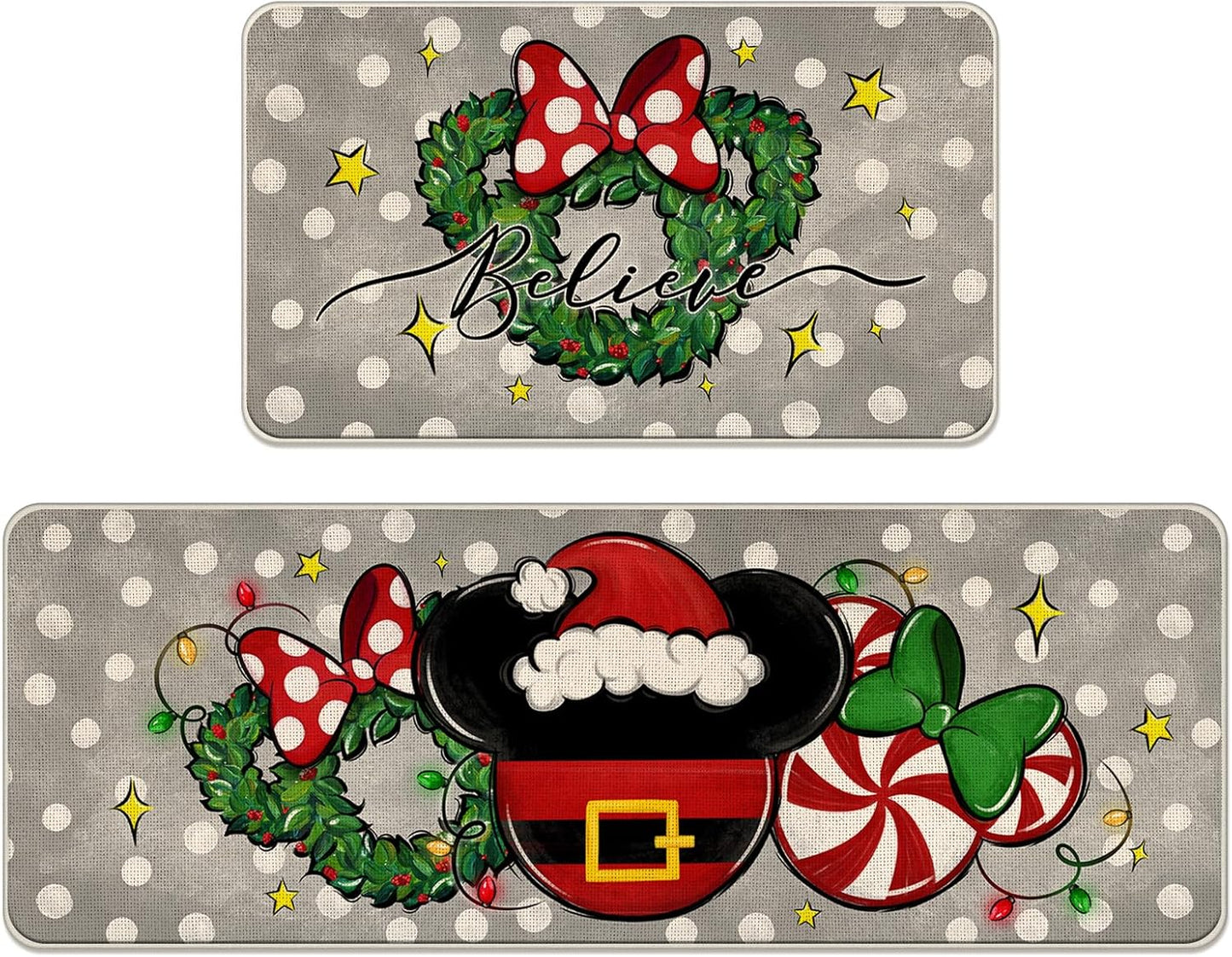 Christmas Gray Decorative Front Door Mat for Festive Decor