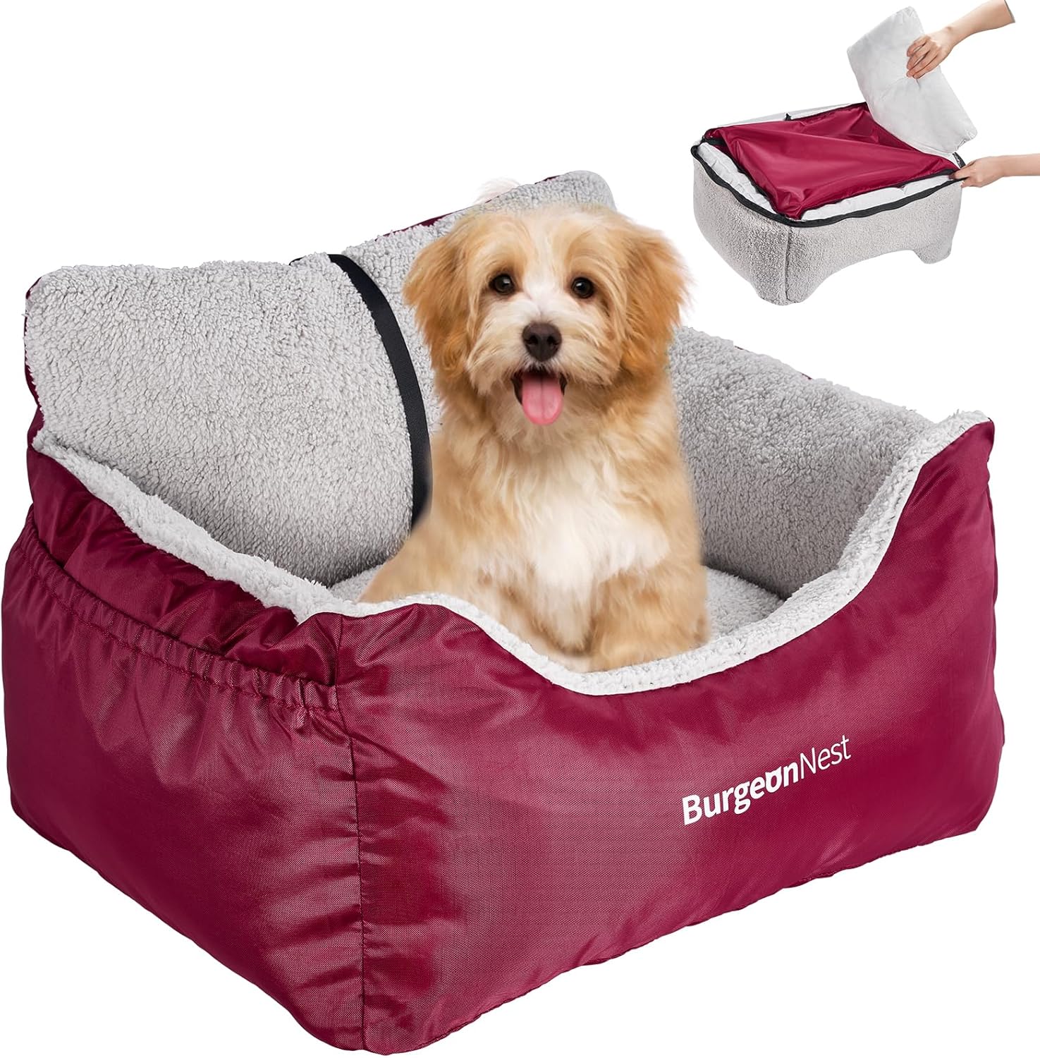 BurgeonNest Red Dog Car Seat: Washable, Portable & Secure