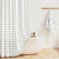 BTTN 78 in Long Shower Curtain 72x78 Boho Farmhouse Linen - Weighted