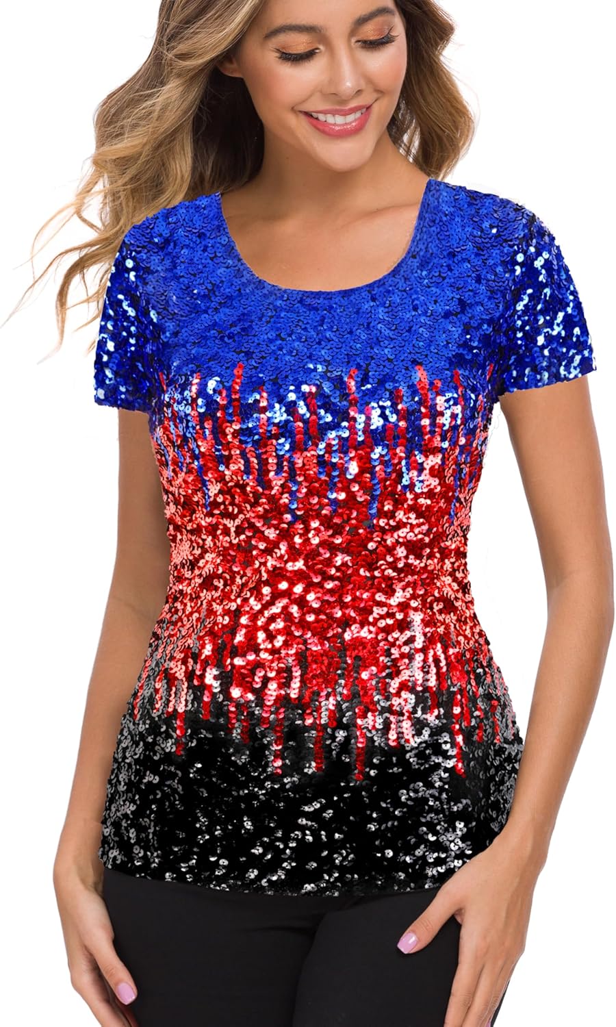 MANER Womens Full Sequin Tops for Sparkling Party Style