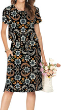 Simier Fariry Womens Summer Hide Belly Knee Length Travel Dress wearer