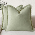 Linen Fringe Throw Pillow Covers Set of 2 - Cozy Boho Cushions