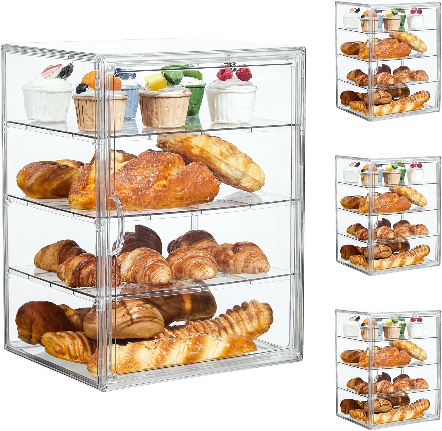 Pastry Display Case for Kitchen Countertop with Magnetic Door