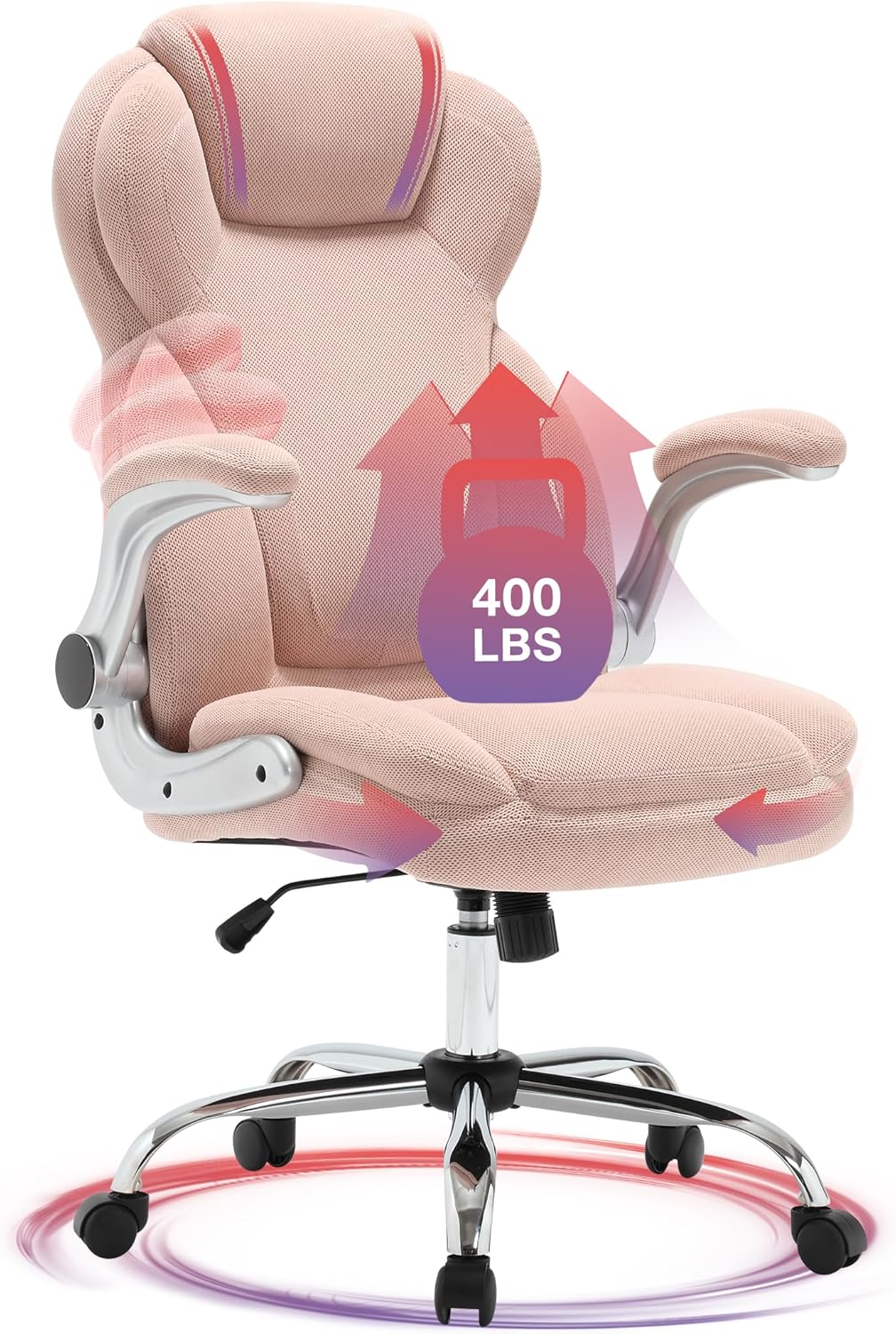 Executive Pink Office Chair | 400lbs | Extra Wide | High Back | Ergo | BOSMILLER