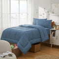 Twin XL Dorm Room Bed in a Bag - Cozy Denim Blue Comforter Set