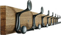 43 in Wood Burnt Coat Rack Wall Mount with 8 Triple Hooks - Sturdy