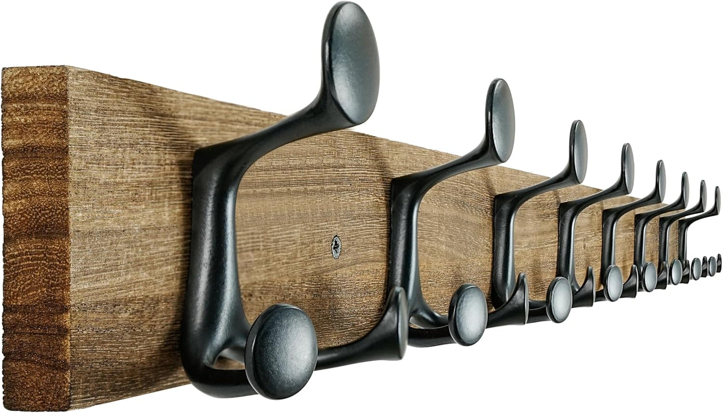 SKOLOO 43-Inch Wood Burnt Coat Rack with 8 Triple Hooks