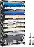Desk File Organizer Mesh 6-Tier Hanging Wall Mount - Space-Saving File