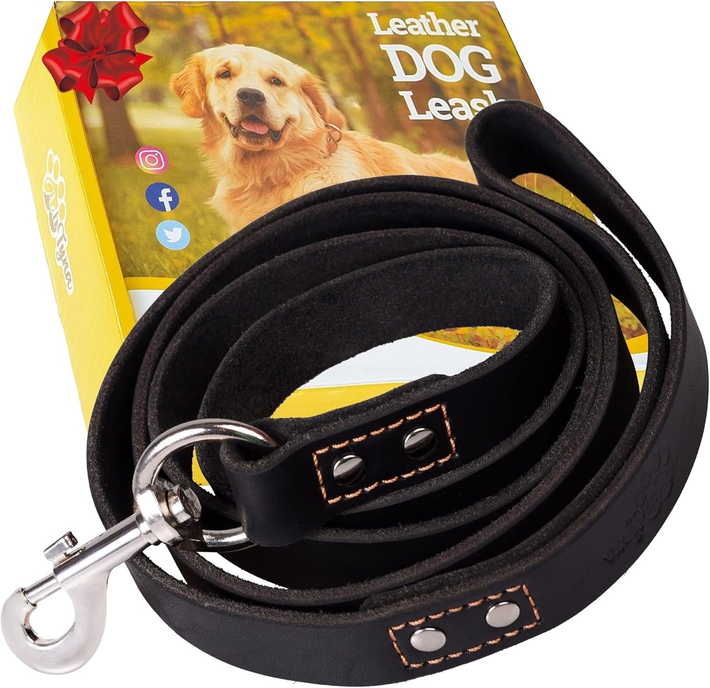 ADITYNA Heavy Duty Leather Dog Leash for Large Breeds - 6 ft