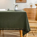 Linen Tablecloth 55 x 102 in Rectangle with Tassels - Durable Natural