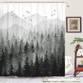 Black and White Misty Forest Shower Curtain Set - Decorative