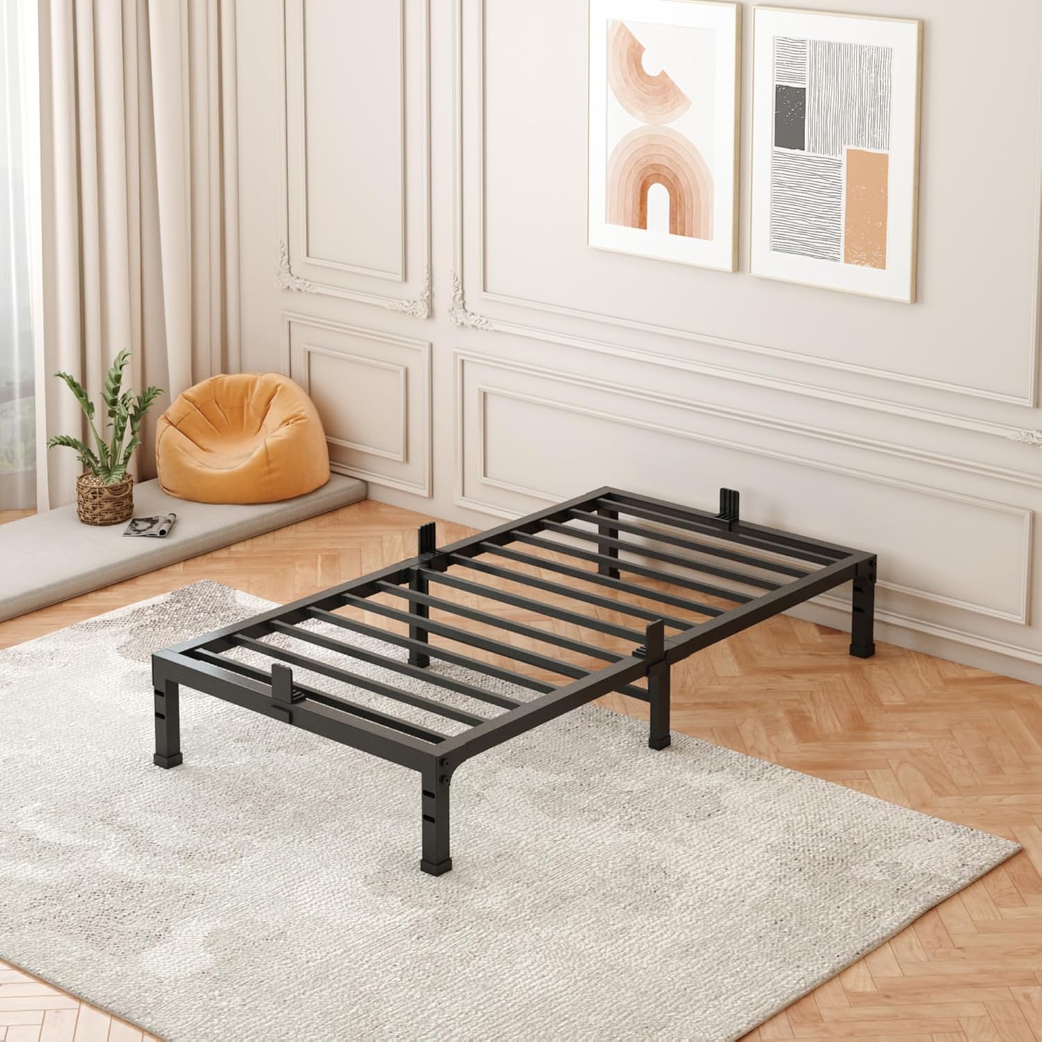 FUIOBYVV Twin Bed Frame - Low-Profile Metal Platform Design