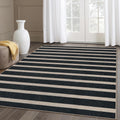 Striped Easy Jute Indoor Outdoor Rug 5x7 - Washable Non Slip Charcoal