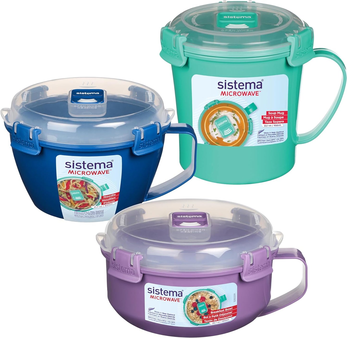 Sistema Microwave Containers | Steam Release Vents | BPA-Free | Red | 3-Pack