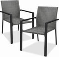 Stackable Outdoor Wicker Dining Chairs Set of 2 - Weatherproof Patio