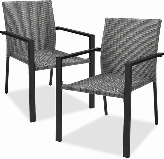 Stackable Outdoor Wicker Dining Chairs for Patio and Garden