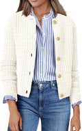 Cardigan Sweaters Button Down Crew Neck Open Front - Cozy Knit Fit