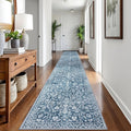 Vintage 2.6x18 Hallway Runner Blue and White - Washable Non-Slip