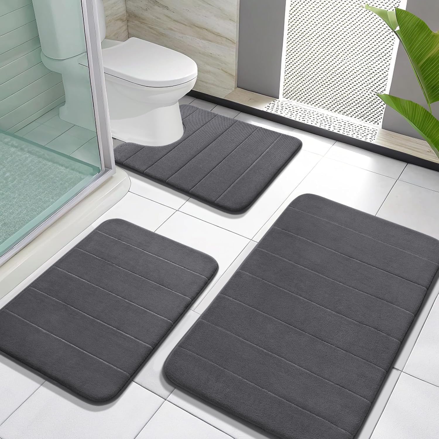Yimobra Memory Foam Bath Mat Set - Super Soft & Absorbent