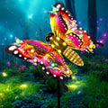 Solar Garden Lights Butterfly Sculpture 41in Outdoor Decor - Solar