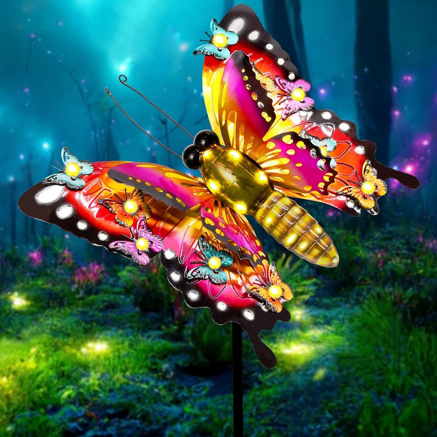 Solar Garden Lights - Large 41in Butterfly Decor for Outdoors