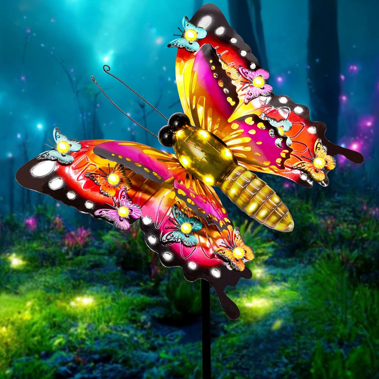 Solar Garden Lights - Large 41in Butterfly Decor for Outdoors