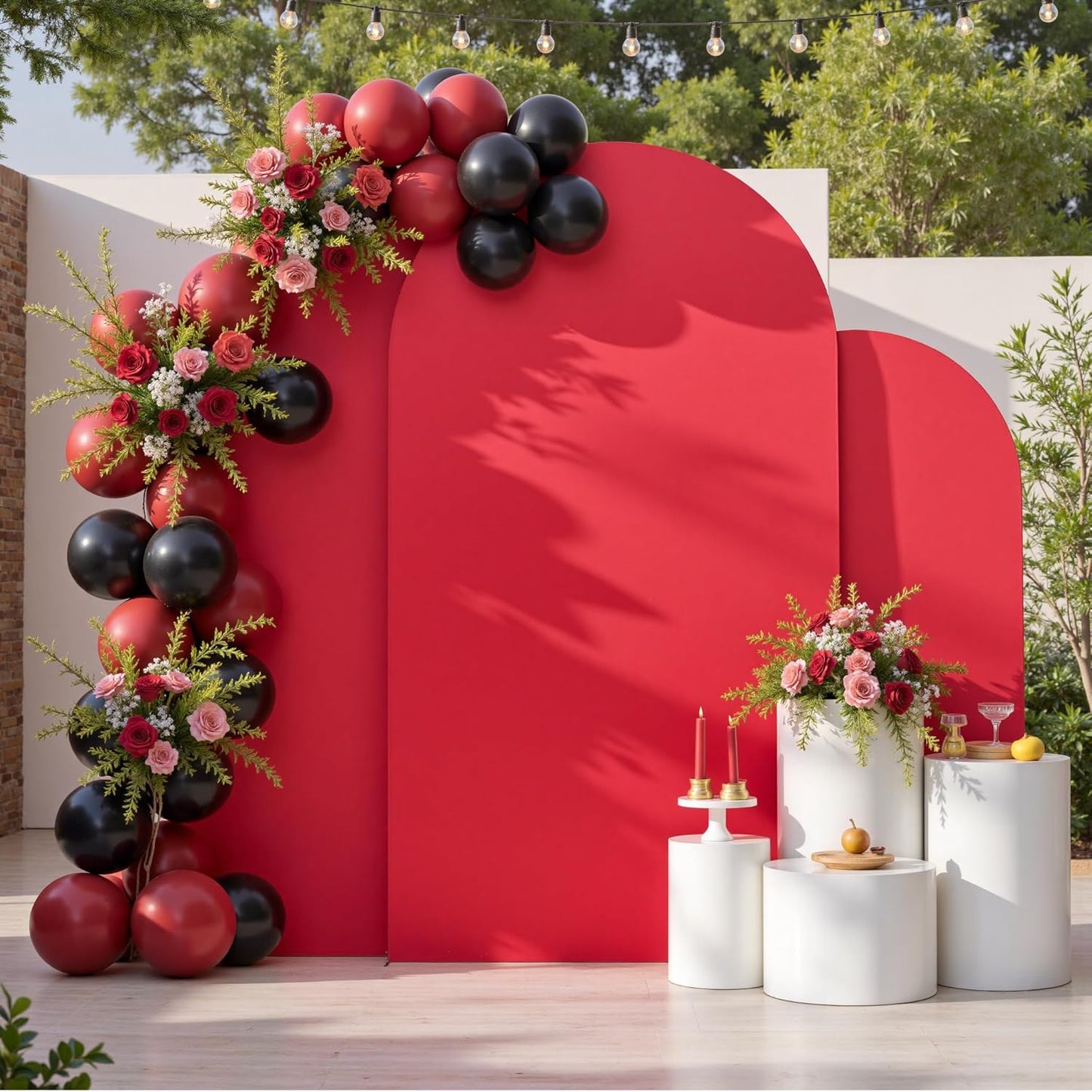 Red Arch Backdrop Cover Set of 3 for Weddings and Events